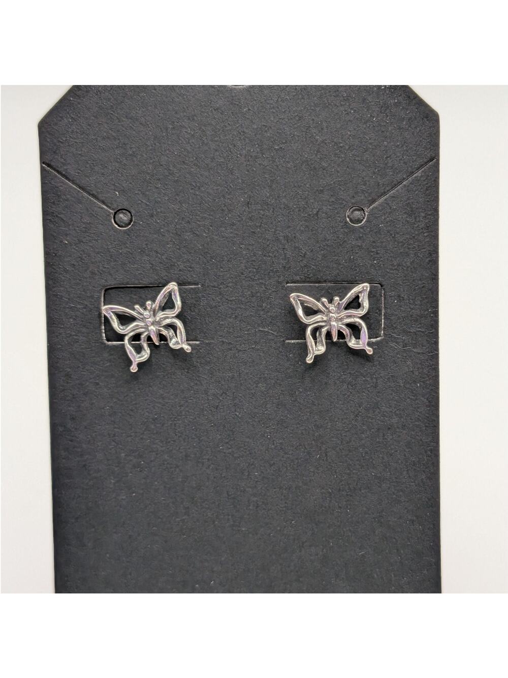 STERLING Silver Butterfly Stud Earrings Open Wing Nature Jewelry 0.77g
